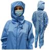 Buy cheap Blue 5mm Gird Washable Dust Free Anti Static Cleanroom Jumpsuit Coverall With Hood from wholesalers