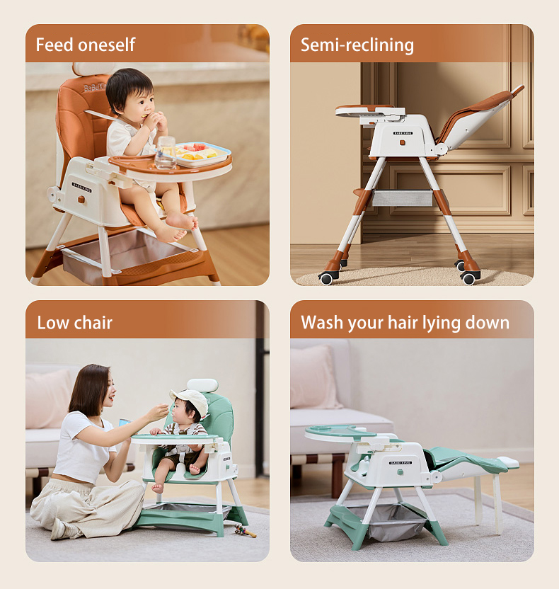 EN71 Certificate Baby Dinner Chair Multifunctional Foldable Baby Feeding Chair