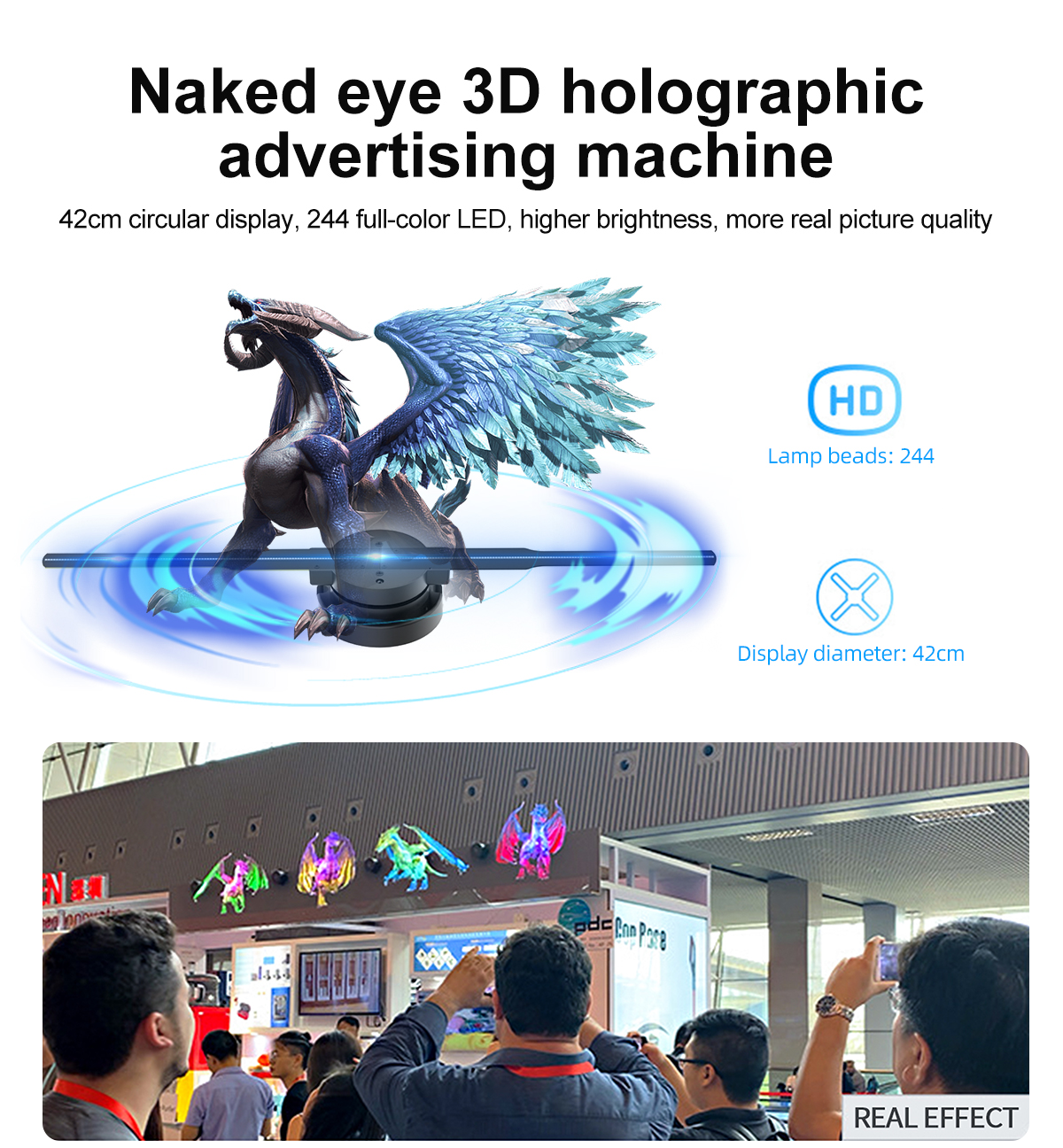 Indoor 3D Hologram Projector Fan 24 Hours Response Time and for Indoor Showrooms