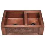 Farmhouse Copper Kitchen Bathroom Sinks One Bowl Embossed Scroll Design