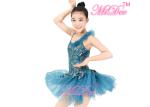 Ruffle Sequined Leotard Hem Tiered Turquoise Ballet Costumes Dance Dress