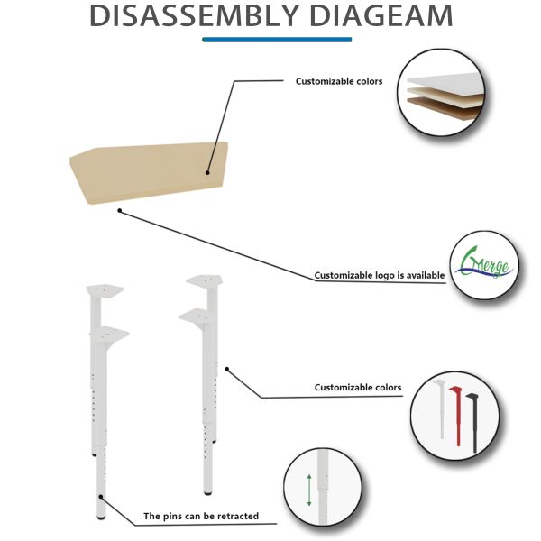 Adjustable Height Stand Up Desk Uplift Standing Desk with Customized Size and Assemble Video Support