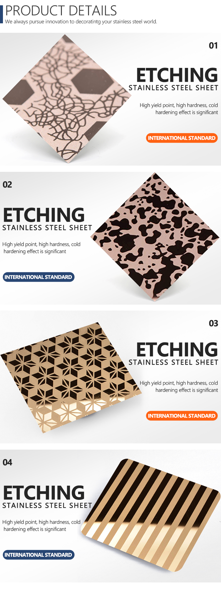 4x8 Stainless Steel Etching Sheet Metal Decorative Plates 3mm Thickness