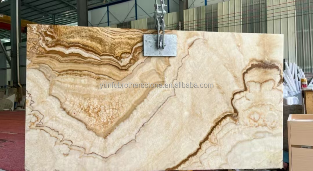 Modern Onyx Marble Gold Vein Wooden Yellow Golden Grain Bathtub Decor for Modern Homes