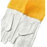 Buy cheap High quality white sheepskin beekeeping gloves with yellow soft ventilated from wholesalers