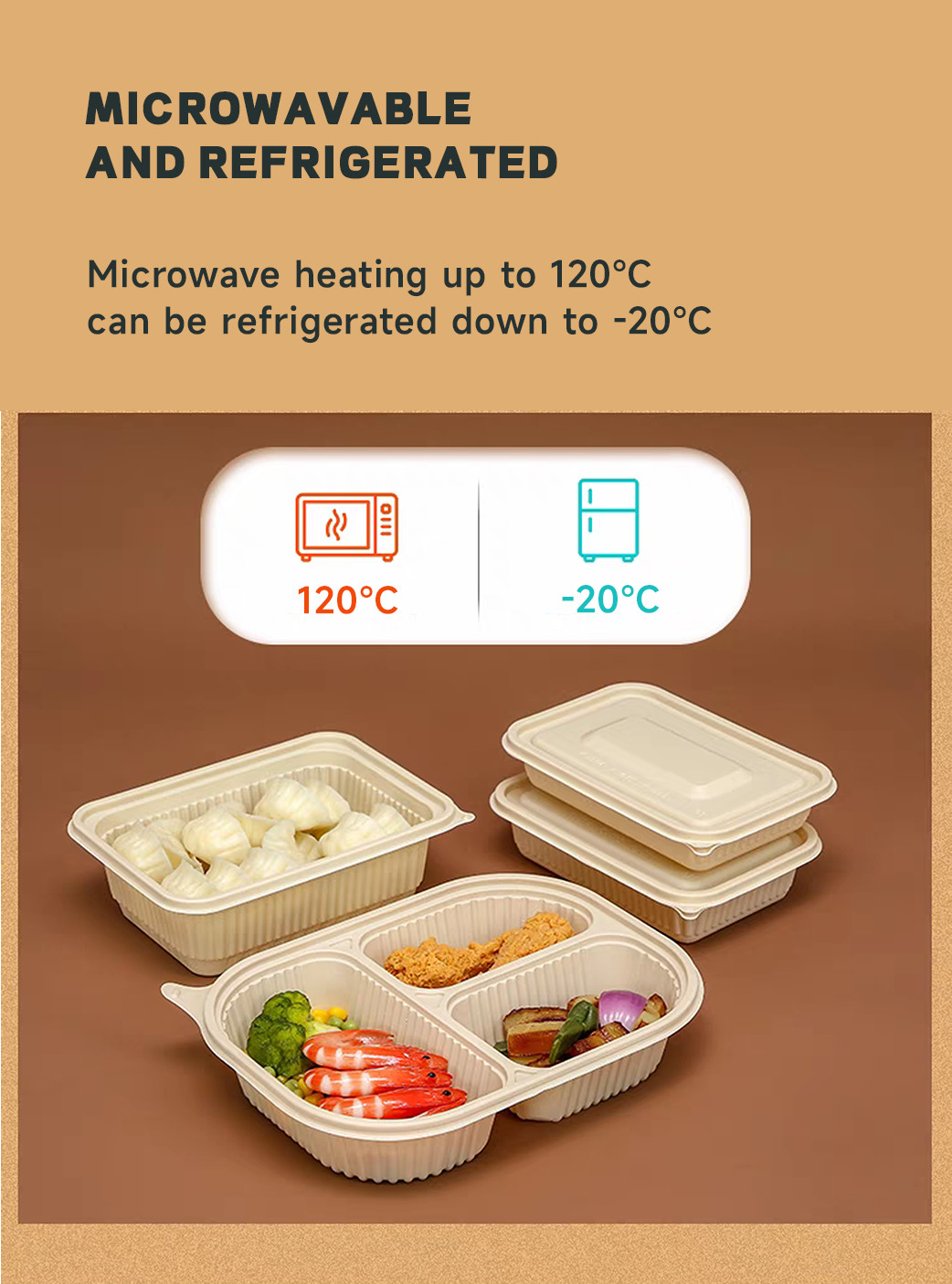 Corn Tableware Eco-Friendly And Biodegradable Corn Starch Lunch Box For Takeaway