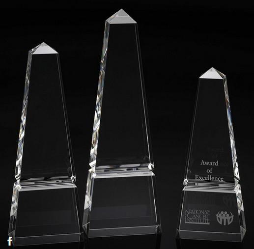 washington grooved crystal tower/blank tower obelisk crystal award/3d laser