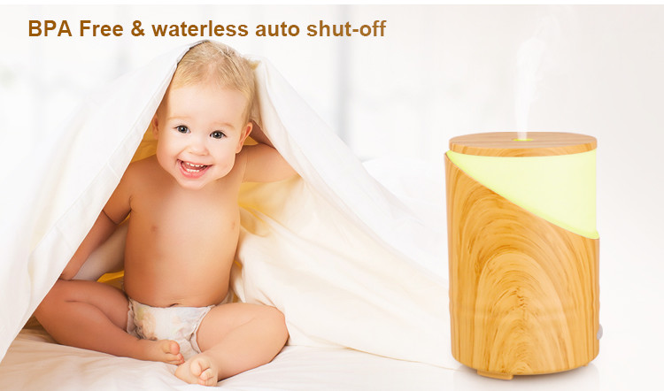 160ML Wood Grain Ultrasonic Atomizer Essential Oil Aroma Diffuser with Waterless Auto Shut-off