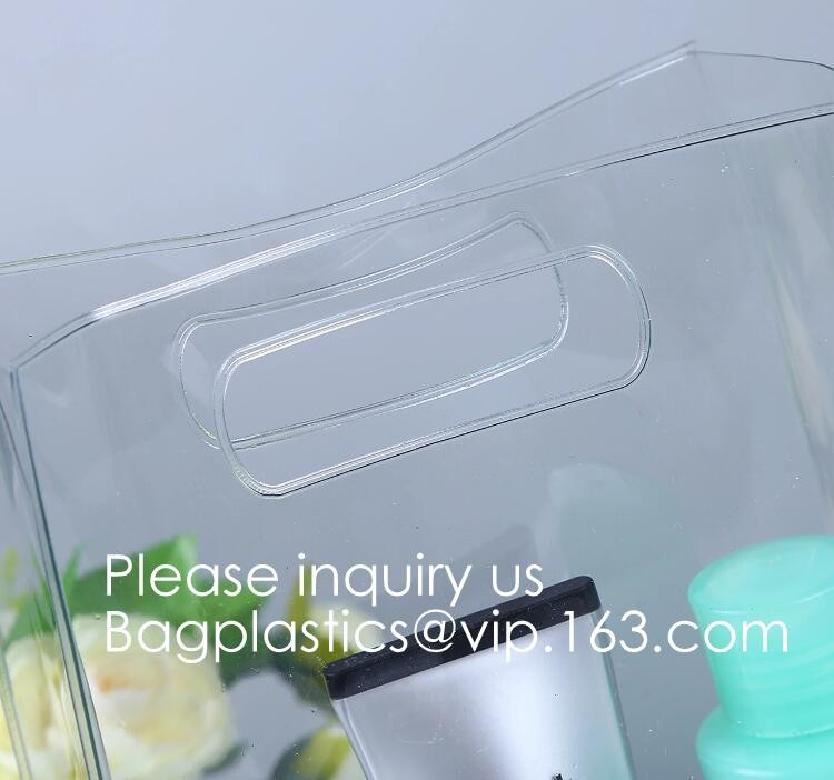 Vinyl Transparent PVC Gusset Bag Plastic Tote Shopping Bag For Packaging TPU Laser Makeup Handbag PVC Cosmetic Shopping