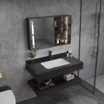 Modern Marble Hotel Bathroom Vanity Sintered Stone Basin Sink Cabinet Smart Led