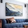 Buy cheap Blue Gold Foil Abstract Landscape Oil Painting On Canvas Hand Painted Modern Textured Medium Oil from wholesalers