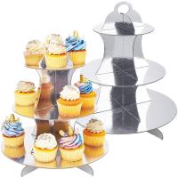 Buy cheap 3 Tier Silver Dessert Round Tower Cardboard Cupcake Stand product