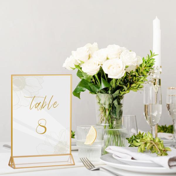 Buy cheap Gold Acrylic Picture Frame Event Signage Double-Sided Sign Holder For Weddings, Menus, And Office Displays from wholesalers