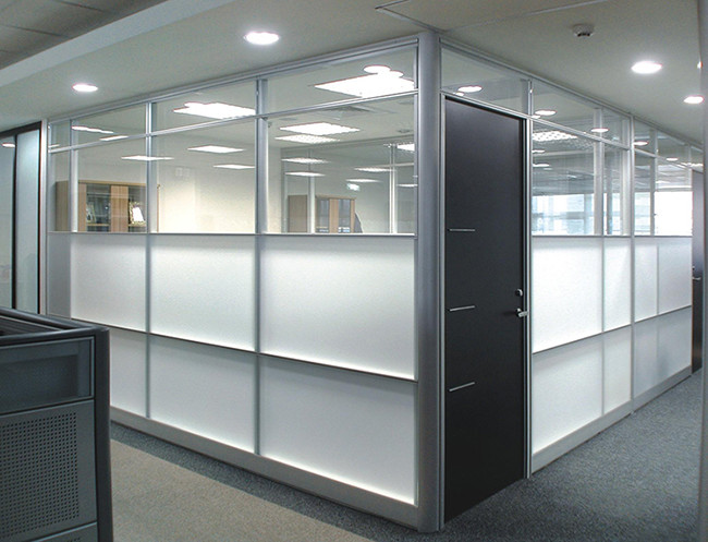 80mm Frosted Tempered Glass Partition Wall Systems