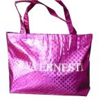 Charming 75g Square Veins Shining Coated Non Woven Carrier Bags With Zipper