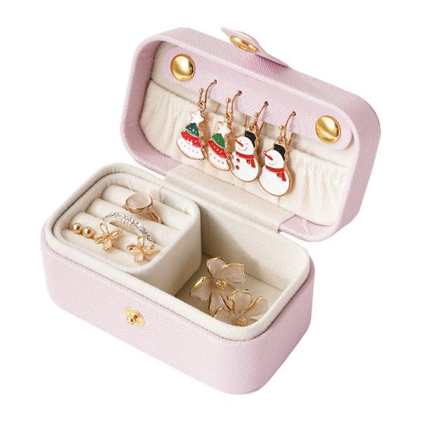 Buy cheap Portable Pearlescent Mauve Pink Jewelry Organizer Box for Travel Convenience in PU Material from wholesalers