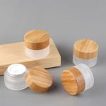 Lotion Bamboo Cover 15g 20g Frosted Glass Cream Bottle