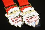 Christmas Festival Fun Run Metal Award Medals Gold Plating Sublimated Ribbon