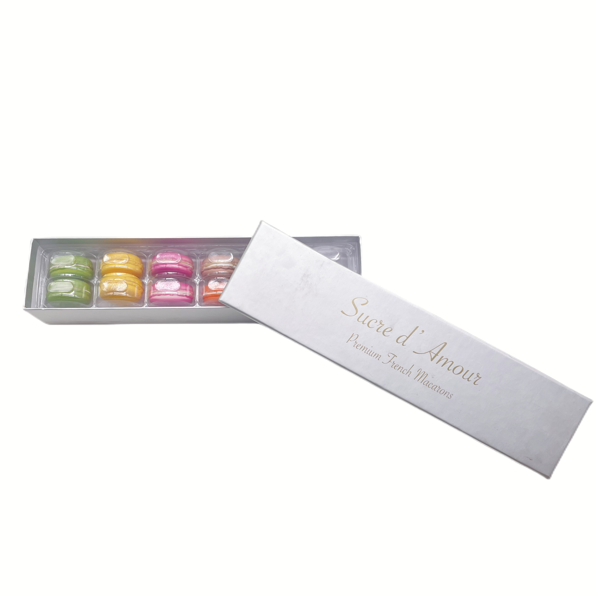 Luxury 12 Pcs Macaron Packaging Silver Kraft Paper Box With Plastic Inner