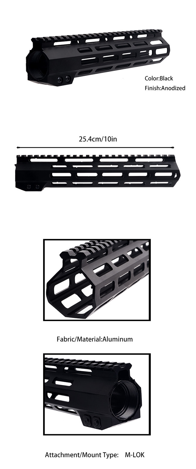 Black Aluminum Hunting Accessories 10 M Lok Handguard Picatinny Rail