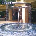 Modern Minimalist Geometric Circular Stainless Steel Fountain Sculpture Outdoor