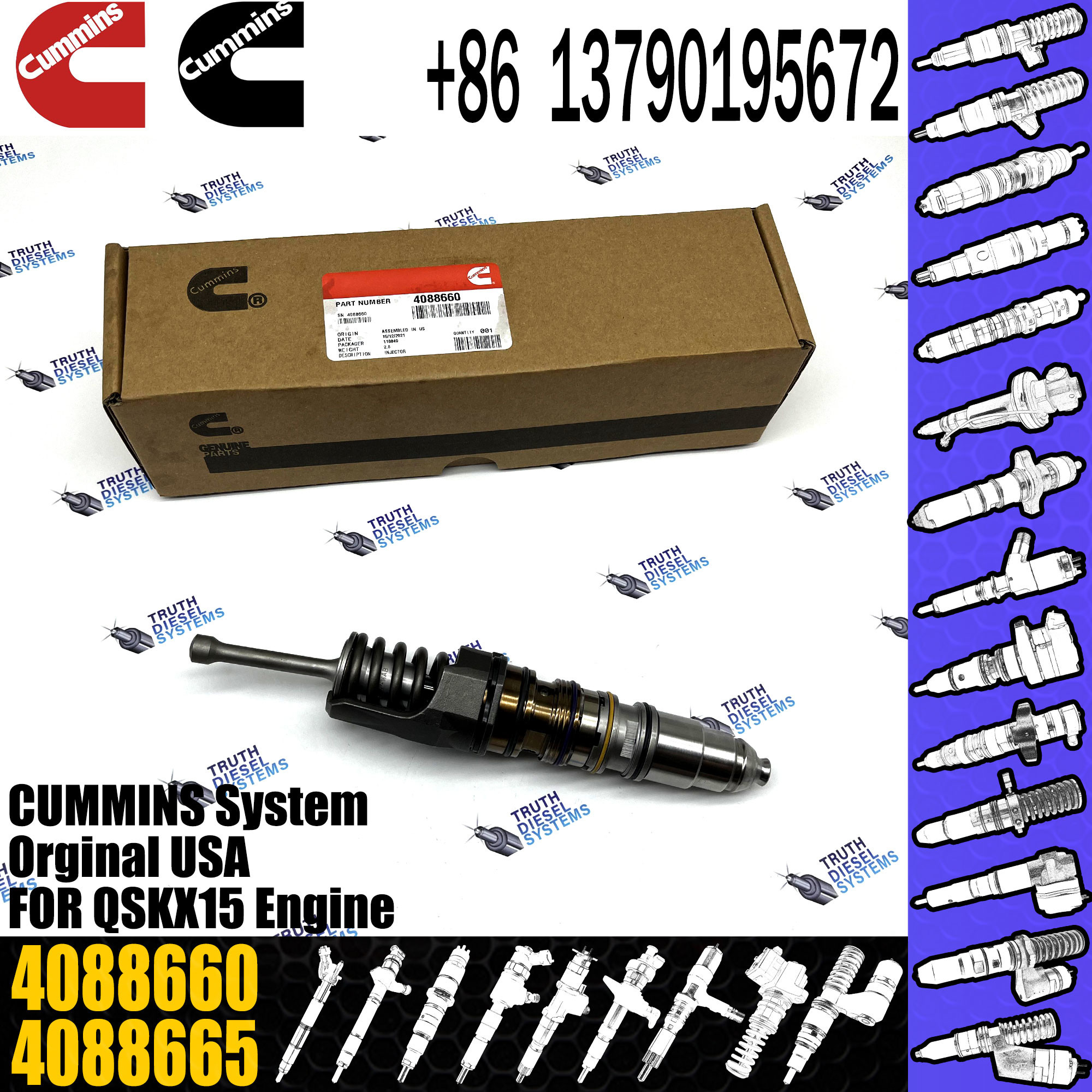 QSXK15 Diesel Engine Fuel Injector 4010346 Common Rail Fuel Injector 5708275 4088652 6433966 4088723 4062569