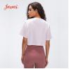 Buy cheap Women Fitness Cotton Yoga Loose Fit T-shirts Basic Crew Neck Breathable Gym Crop Top from wholesalers