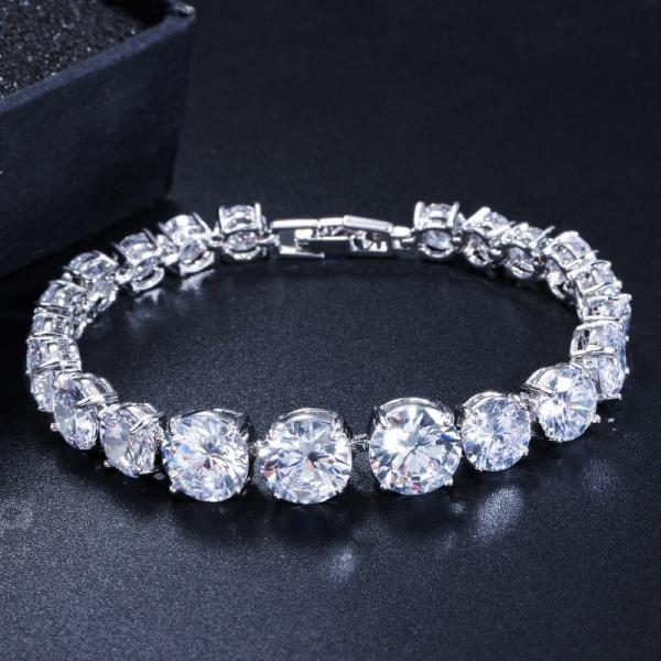 Buy cheap New Luxury Rose Gold Silver Color CZ Bracelet Bangle for Women Open Party Gift Jewelry Wholesale from wholesalers