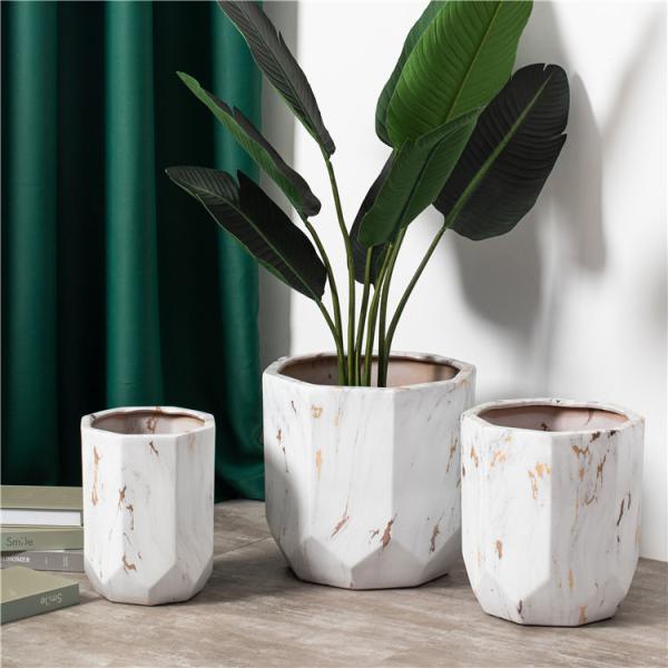 Modern home balcony decoration succulent plant pots custom logo marble ceramic