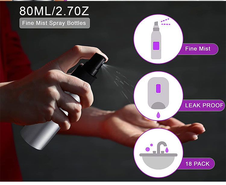 Aluminum Fine Mist Spray Bottles Reusable Metal Travel Perfume Bottle