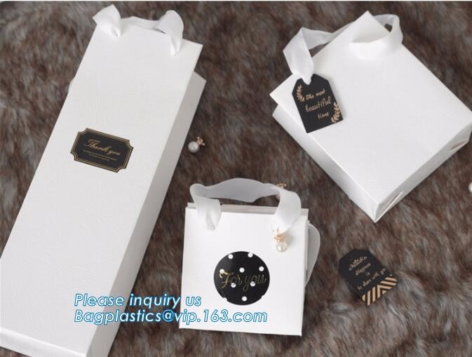 tea brown paper bag with logo print eco friendly With Ribbon Handles wine packaging offset bags,Decorative Paper Bags wi