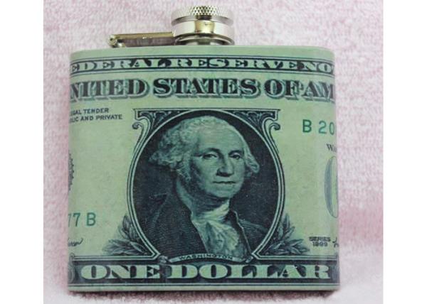 Buy cheap Classic 5oz Hip Flask Leather , Spray Painted Dollar Liquor Pocket Container from wholesalers