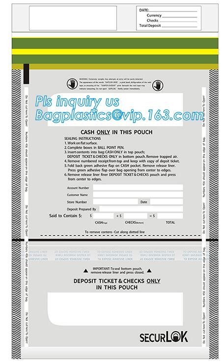 custom logo tamper tear proof plastic bank money envelopes mailing bag, Security Bag/Printed Plastic Security Bags For M