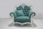 Green Executive Classic Wooden Antique Sofa Set One Seater Leather Couch