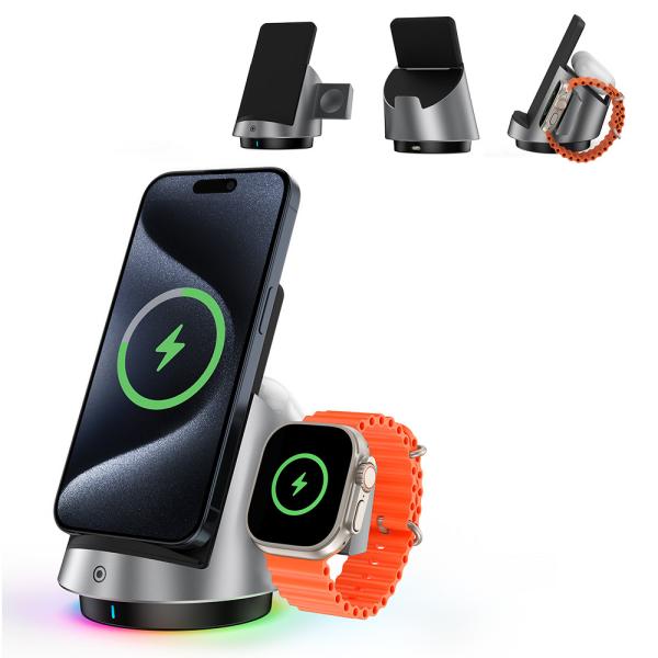 Buy cheap 3in1 Dual Coil Wireless Charging Station Hidden Desktop Wireless Charger from wholesalers