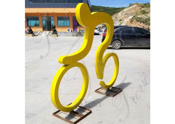 Buy cheap Outdoor Public Decorative Painted Stainless Steel Cyclist Sculpture from wholesalers