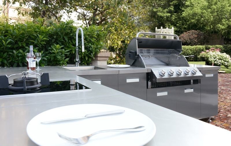 Fadior Original Stainless Steel Outdoor Cabinet With Built-In 5-Burner Gas BBQ Grill