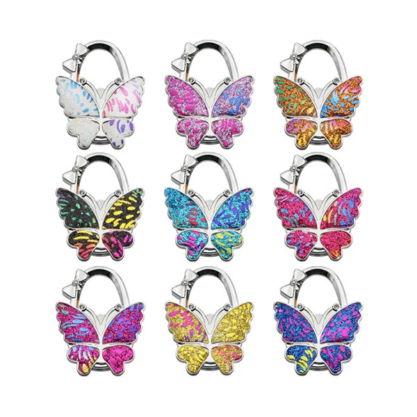 Personalise Bag Hanger Colorful Butterfly Table Hook Custom Logo Portable Purse Hook
