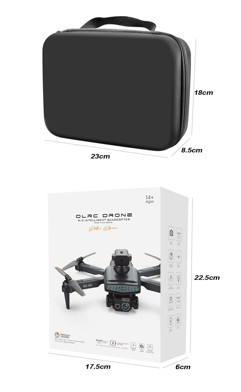 D6 Air Mini Drone Professional 4k HD Camera Quadcopter with Foldable Design Obstacle Avoidance and Remote Control