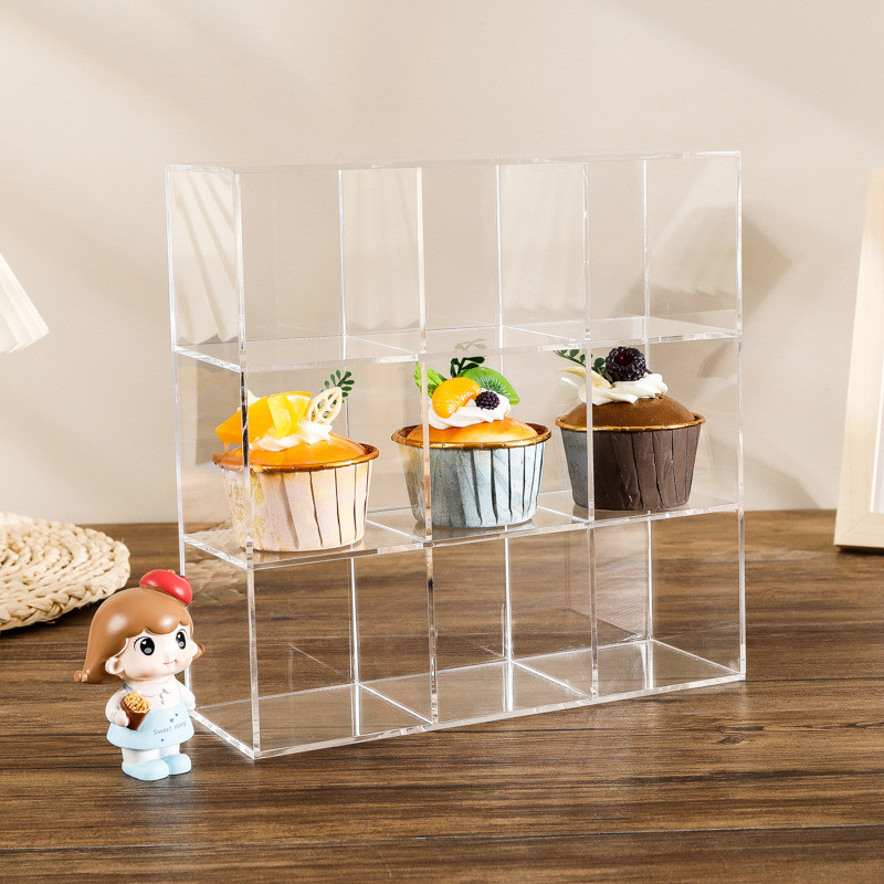 30x30x10cm Clear Acrylic Collection Box With Compartments For Figure Dolls Nail Polish