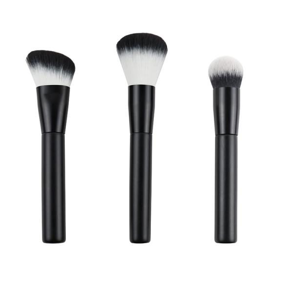 Buy cheap Private Label Oval Makeup Brush Set Wooden Handle Aluminum Black from wholesalers