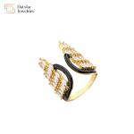 Colorful Enamel Butterfly Angel Wing Christmas Tree Rings Zircon Adjustable
