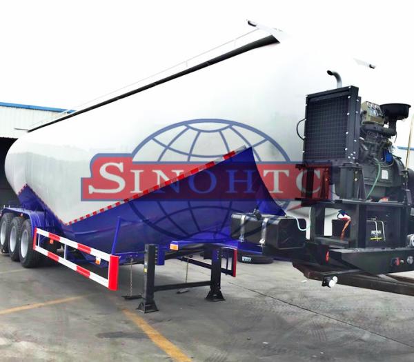 Quality 3 Axles 50 Cubic Meters Bulk Cement Trailer , Powder Bulk Cement Semi Trailer for sale