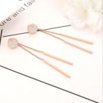 Buy cheap Round full diamond stud Tassel pendant rose gold earrings Stainless steel from wholesalers