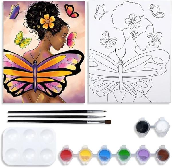 Buy cheap Butterfly Girl Cotton Pre Drawn Painting Canvas Kits For Adult Valentine Gifts from wholesalers