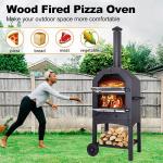 Wood Fired Coal Charcoal Stove Pizza Maker Trolley for Outdoor Patio Cooking