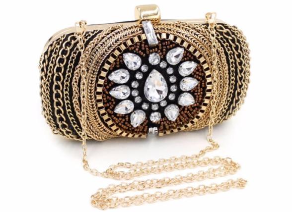 Buy cheap Vintage Retro Crystal Evening Clutch Bags Fashion Bead With Black Velvet from wholesalers