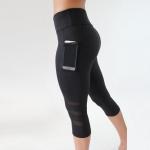 Calf Length Yoga Pants Capri Sport Pants / Gym High Waisted Black Mesh Leggings