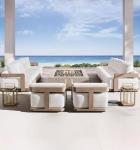 High End Nordic Garden Teak Sofa Lounge Chairs Set For Outdoor Villa Resort