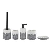 Buy cheap White Color Bathroom Accessories Set With Black W Stripe round shape product